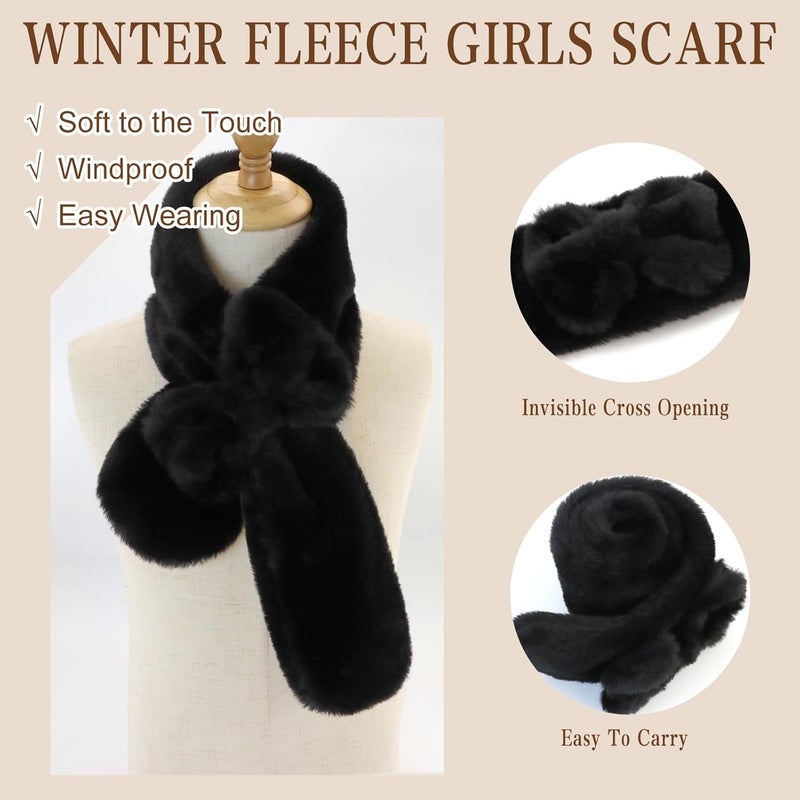 YATANAM Girls Scarf Fuzzy Fleece Kids Scarves Winter Warm Scarf Toddler Adjustable Soft Neck Warmer - Image 3